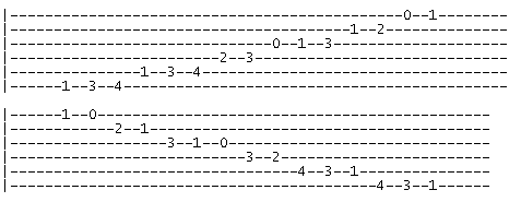 F harmonic minor scale v1 tab