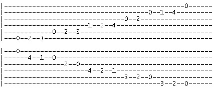 e harmonic minor scale v1 tab