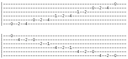 E major scale v1 tab